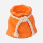 Dekoracyjny Świecznik Sakiewka w Kolorze Pomarańczowym z Sznurkiem - obrazek 2