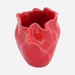 Ceramiczny Wazon w Kształcie Płatków Kwiatów w Kolorze Czerwonym - obrazek 3