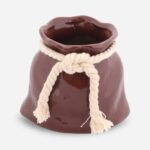 Ceramiczny Mini Wazon w Kształcie Sakiewki - Brązowy - obrazek 2