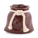 Ceramiczny Mini Wazon w Kształcie Sakiewki - Brązowy