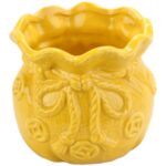 Ceramiczny Wazonik-Skarbonka w Kształcie Sakiewki Żółty - obrazek 2