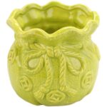 Ceramiczny wazonik-skarbonka w kształcie sakiewki zielony - obrazek 2