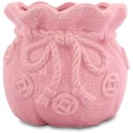 Różowy Ceramiczny Wazonik-Skarbonka w Kształcie Sakiewki