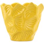 Żółty Wazon Ceramiczny JJ ze Stabilizującymi Antypoślizgowymi Podkładkami