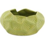 Zielony Wazon Ceramiczny Szeroki - Doniczka Dekoracyjna z Antypoślizgowymi Podkładkami - obrazek 2