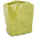 Wazonik Osłonka w Kolorze Zielonym o Nieregularnym Kształcie