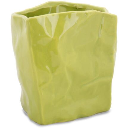 Wazonik Osłonka w Kolorze Zielonym o Nieregularnym Kształcie