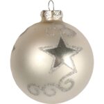 Komplet 6 Srebrnych Bombek Szklanych - Mix Połysk i Mat z Brokatowym Dekorem, 8 cm - obrazek 2