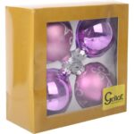 Komplet 4 Eleganckie Bombki Szklane 8cm w Kolorze Fioletowym - Dwie Matowe, Dwie Dekorowane - obrazek 3