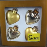 Złote Bombki Świąteczne w Kształcie Serc - Komplet 4 Sztuk