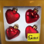 Komplet 4 Czerwonych Szklanych Bombek w Kształcie Serc