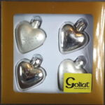 Komplet 4 Srebrnych Bombek Szklanych w Kształcie Serc