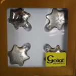 Komplet 4 Srebrnych Bombek Szklanych w Kształcie Gwiazd