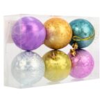 Komplet 6 Multikolorowych Bombek Plastikowych - Dekoracja Świąteczna 6 cm - obrazek 2