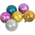 Komplet 6 Multikolorowych Bombek Plastikowych 8cm do Dekoracji Świątecznych - obrazek 2