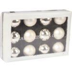 Komplet 12 bombek szklanych mix w kolorze srebrnym