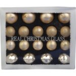 Elegancki Komplet 18 Bombek Szklanych w Kolorze Szampana z Matem, Połyskiem i Brokatem - obrazek 2