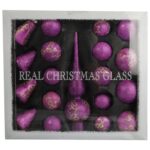 Zestaw 18 bombek szklanych z czubkiem kolor fioletowy - obrazek 2
