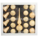 Elegancki Zestaw Świątecznych Bombek Szklanych i Czubka w Kolorze Kremowym - 18 sztuk - obrazek 2