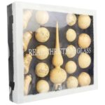 Elegancki Zestaw Świątecznych Bombek Szklanych i Czubka w Kolorze Kremowym - 18 sztuk - obrazek 3