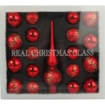 Elegancki Zestaw Świątecznych Bombek Szklanych z Czubkiem - Kolor Czerwony, 18 Sztuk - obrazek 2