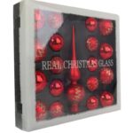 Elegancki Zestaw Świątecznych Bombek Szklanych z Czubkiem - Kolor Czerwony, 18 Sztuk - obrazek 3