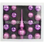 Zestaw 18 bombek szklanych z czubkiem kolor fioletowy II - obrazek 2
