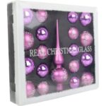 Zestaw 18 bombek szklanych z czubkiem kolor fioletowy II - obrazek 3