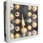 Zestaw 18 bombek szklanych z czubkiem kolor złoty II - obrazek 2