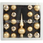Zestaw 18 bombek szklanych z czubkiem kolor złoty II - obrazek 3