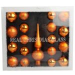 Zestaw 18 bombek szklanych z czubkiem kolor pomarańczowy II - obrazek 2