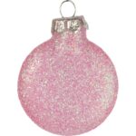 Komplet 8 płaskich, szklanych bombek w kolorze różowym - obrazek 3