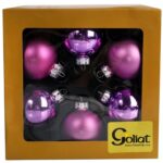 Elegancki Zestaw 6 Szklanych Bombek Świątecznych, Kolor Fioletowy - obrazek 3