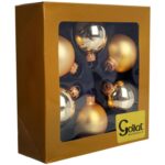 Elegancki Zestaw 6 Złotych Szklanych Bombek Świątecznych z Czubem - obrazek 3