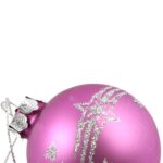 Komplet 5 Eleganckich Fioletowych Bombek Szklanych z Brokatowym Dekorem, 6 cm - obrazek 3