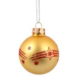 Złote Bombki Szklane z Brokatowym Dekorem - Komplet 5 szt. 6 cm - obrazek 2