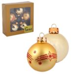 Złote Bombki Szklane z Brokatowym Dekorem - Komplet 5 szt. 6 cm