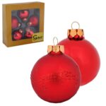 Kpl. 5 bombek szklanych 6 cm czerwone