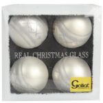 Elegancki Zestaw 4 Luksusowych Bombek Szklanych 10 cm - Kolor Srebrny - obrazek 2