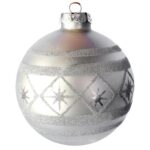 Elegancki Zestaw 4 Luksusowych Bombek Szklanych 10 cm - Kolor Srebrny - obrazek 3