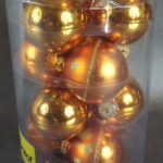 Komplet 12 Szklanych Bombek Świątecznych w Kolorze Rudy, 60mm w Boksie PVC