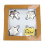 Zestaw 4 Srebrnych Bombek Szklanych w Kształcie Gwiazdek - 2 Matowe, 2 Broszowane Brokatem, 5 cm