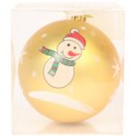 Złota Bombka Świąteczna z Motywem Bałwana, Plastikowa, 8 cm - obrazek 2