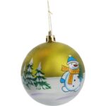 Elegancka Bombka Plastikowa z Motywem Zimowym 8cm - Kolor Zielony - obrazek 2