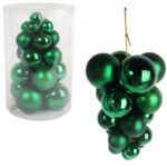 Zestaw 21 Bombek na Kiści - Plastikowe Ozdoby Świąteczne 28 cm - Kolor Zielony