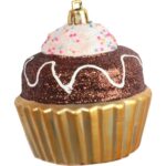 Zestaw 4 Bombek Bożonarodzeniowych Muffinki Czekoladowe z Brokatem, 8 cm, Plastikowe - obrazek 3