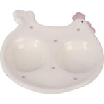 Keramiczny Talerzyk-Podstawka na Sól i Pieprz Kura Wielkanocna w Fioletowe Kropki - obrazek 2