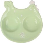 Ceramiczna Podstawka na Sól i Pieprz w Kształcie Kurki - Wielkanocna Dekoracja Stołu, Kolor Seledynowy