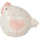 Zestaw Ceramicznych Kurek na Sól i Pieprz w Kolorze Biało-Różowym - Dekoracja Wielkanocna - obrazek 2