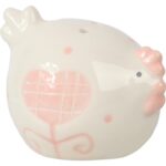 Zestaw Ceramicznych Kurek na Sól i Pieprz w Kolorze Biało-Różowym - Dekoracja Wielkanocna - obrazek 3